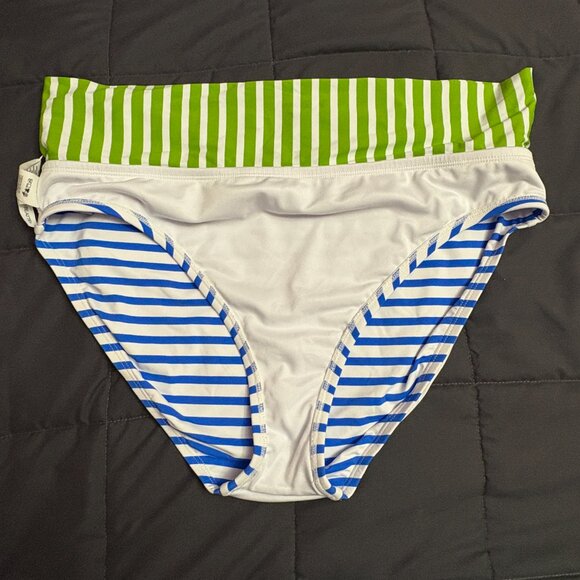 Bleu by Rod Beattie Striped Fold-Over Bikini Bottoms - Size: 12 - NWT - Picture 7 of 12